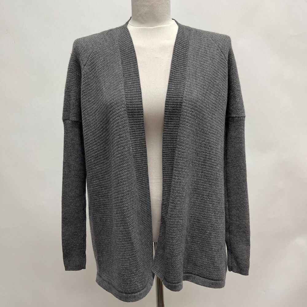 Ann Taylor Open-Front Cardigan Sweater Medium Dark Gray‎ 100% Merino Wool